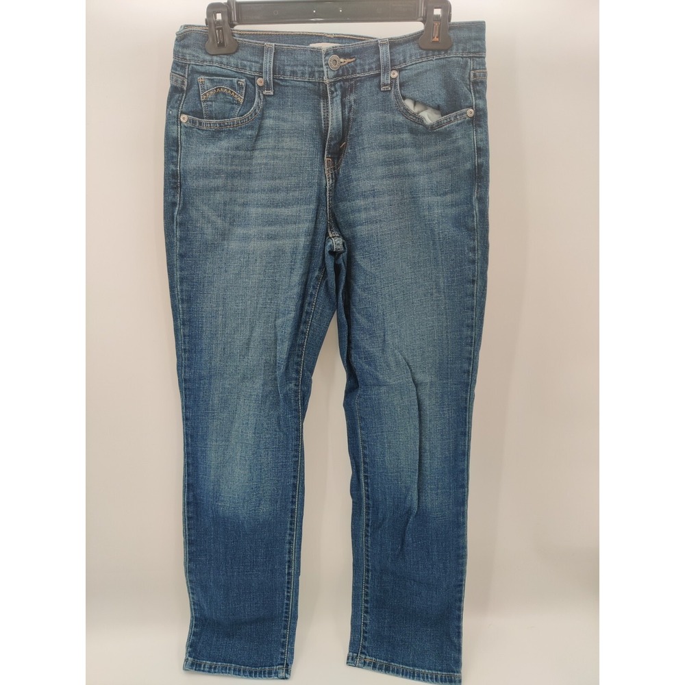 Levis 505 Straight Leg Jeans Womens 8 S/C Medium Wash Blue Denim Stretch 29x28